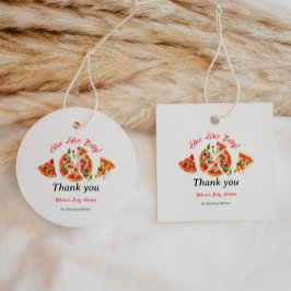 ピザピモダンザパーティースライスイタリアン赤ちゃんシャワー フェイバータグ