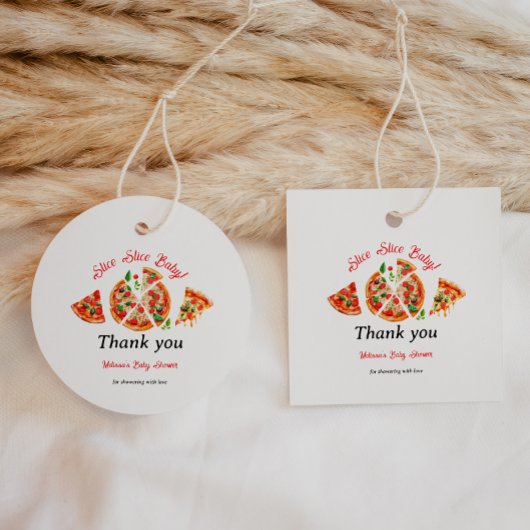 ピザピモダンザパーティースライスイタリアン赤ちゃんシャワー フェイバータグ