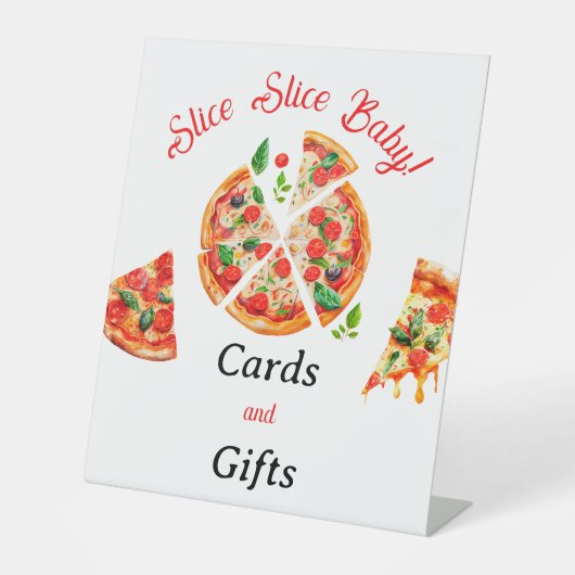 ピザピモダンザパーティースライスイタリアン赤ちゃんシャワー 台座サイン (正面)
