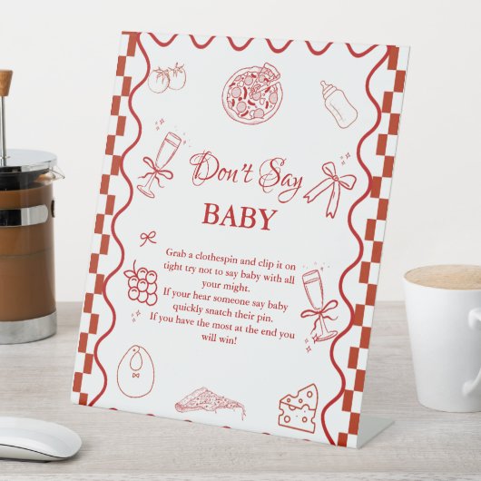 ピザピンクはベビー赤ちゃんシャワーのサインを言わない 台座サイン (インサイチュ)