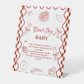 ピザピンクはベビー赤ちゃんシャワーのサインを言わない 台座サイン (正面)