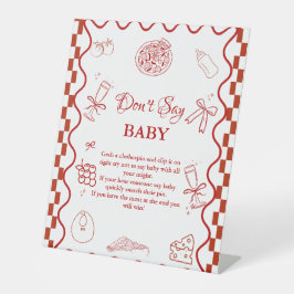 ピザピンクはベビー赤ちゃんシャワーのサインを言わない 台座サイン