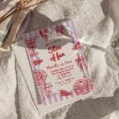 ピザファーストハンドドロースライスおもしろいフォト誕生日 招待状