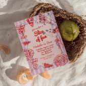 ピザファーストハンドドロースライスおもしろいフォト誕生日 招待状