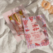 ピザファーストハンドドロースライスおもしろいフォト誕生日 招待状