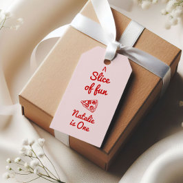 ピザファーストハンド書描スライスのおもしろい誕生日 ギフトタグ