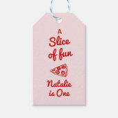 ピザファーストハンド書描スライスのおもしろい誕生日 ギフトタグ (正面)