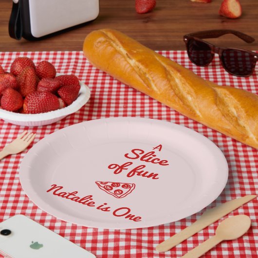 ピザファーストハンド書描スライスのおもしろい誕生日 ペーパープレート (ピクニック)