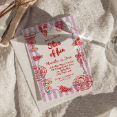 ピザファーストハンド書描スライスのおもしろい誕生日 招待状