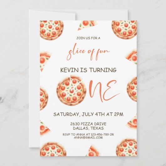 ピザファースト誕生日招待状、ピザファースト誕生日 招待状 (正面)