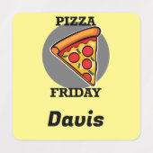 ピザフライデーデザイン – 小さな正方形の衣類ラベル ラベル (デザイン1)