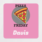 ピザフライデーデザイン – 小さな正方形の衣類ラベル ラベル (デザイン2)