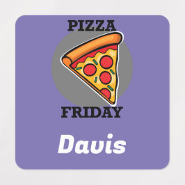 ピザフライデーデザイン – 小さな正方形の衣類ラベル ラベル