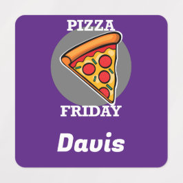 ピザフライデーデザイン – 小さな正方形の衣類ラベル ラベル