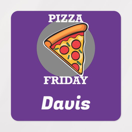 ピザフライデーデザイン – 小さな正方形の衣類ラベル ラベル (デザイン1)