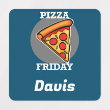 ピザフライデーデザイン – 小さな正方形の衣類ラベル