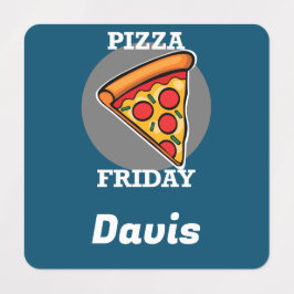 ピザフライデーデザイン – 小さな正方形の衣類ラベル ラベル