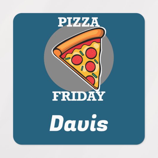 ピザフライデーデザイン – 小さな正方形の衣類ラベル ラベル (デザイン1)