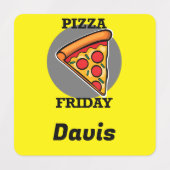 ピザフライデーデザイン – 小さな正方形の衣類ラベル ラベル (デザイン2)