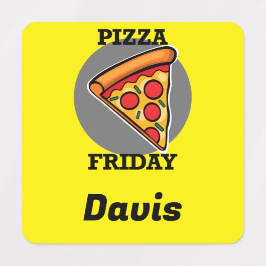 ピザフライデーデザイン – 小さな正方形の衣類ラベル ラベル (デザイン1)