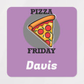 ピザフライデーデザイン – 小さな正方形の衣類ラベル ラベル (デザイン1)