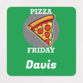 ピザフライデーデザイン – 小さな正方形の衣類ラベル ラベル (デザイン1)
