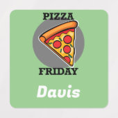 ピザフライデーデザイン – 小さな正方形の衣類ラベル ラベル (デザイン2)