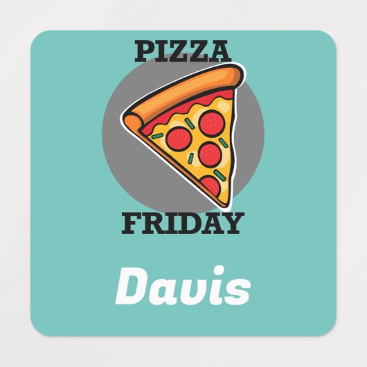 ピザフライデーデザイン – 小さな正方形の衣類ラベル ラベル (デザイン1)