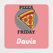 ピザフライデーデザイン – 小さな正方形の衣類ラベル ラベル (デザイン2)