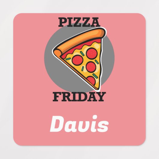 ピザフライデーデザイン – 小さな正方形の衣類ラベル ラベル (デザイン1)