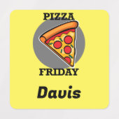 ピザフライデーデザイン – 小さな正方形の衣類ラベル ラベル (デザイン2)