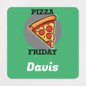 ピザフライデーデザイン – 小さな正方形の衣類ラベル ラベル (デザイン2)