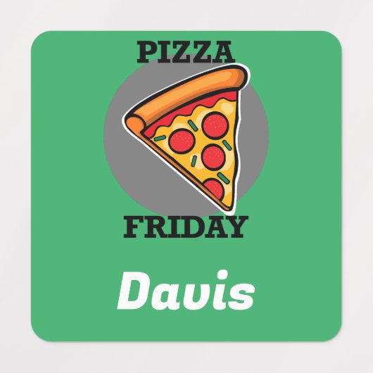 ピザフライデーデザイン – 小さな正方形の衣類ラベル ラベル (デザイン1)