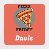 ピザフライデーデザイン – 小さな正方形の衣類ラベル ラベル (デザイン1)