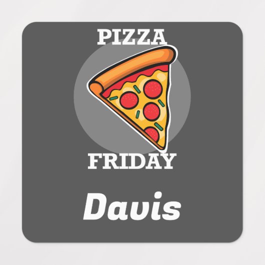 ピザフライデーデザイン – 小さな正方形の衣類ラベル ラベル (デザイン1)