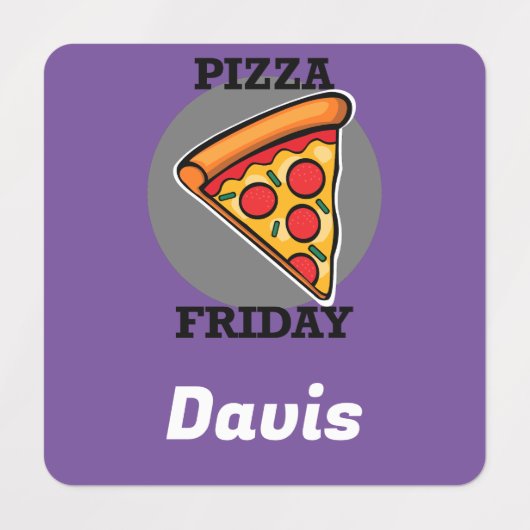 ピザフライデーデザイン – 小さな正方形の衣類ラベル ラベル (デザイン1)