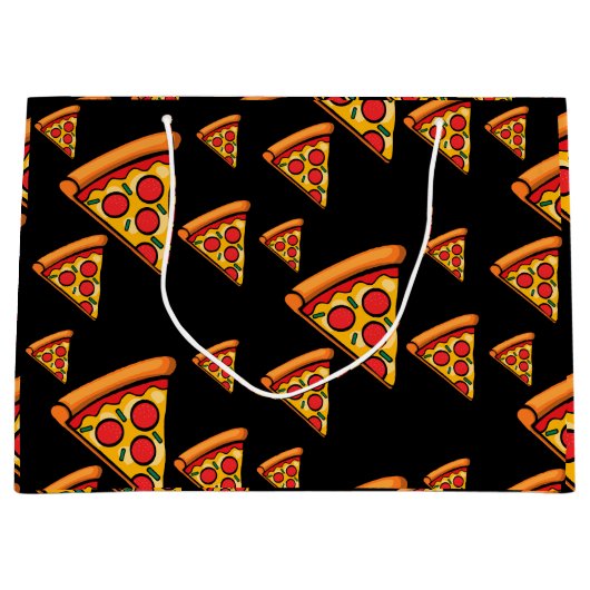 ピザフライデーデザイン-抱き枕 – 大 ラージペーパーバッグ (正面)