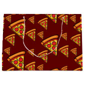 ピザフライデーデザイン-抱き枕 – 大 ラージペーパーバッグ (正面)