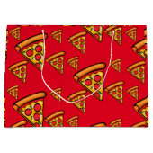 ピザフライデーデザイン-抱き枕 – 大 ラージペーパーバッグ (正面)