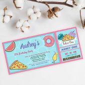 ピザプールパーティートロピカルサマー誕生日 招待状