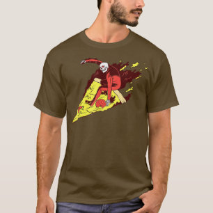 ピザヘルスケルトンサーフィンファーストフードライディング Tシャツ