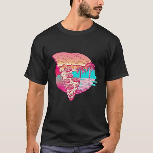 ピザベイパウェーブレトロ美学 Tシャツ (正面)