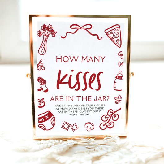 ピザベビーイタリアンシャワーのキスの数を推測 ポスター