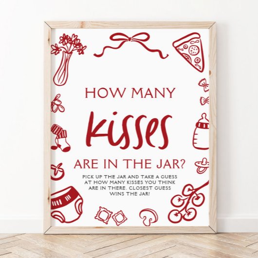 ピザベビーイタリアンシャワーのキスの数を推測 ポスター