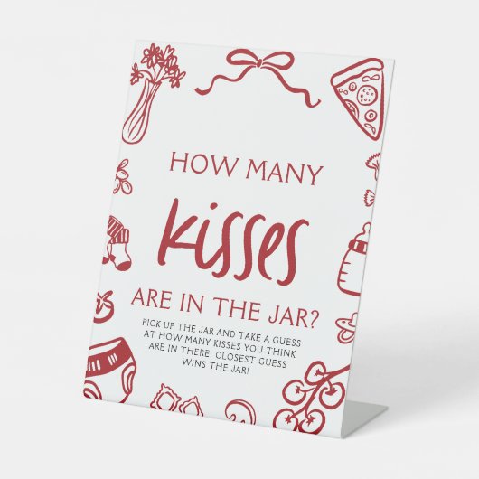 ピザベビーイタリアンシャワーのキスの数を推測 台座サイン (正面)