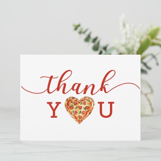 ピザベビーシャワーサンキューカード-おもしろい食品テーマ サンキューカード (スタンド正面)
