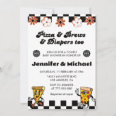ピザベビーシャワー招待状ピザビールおむつ 招待状 (正面)