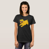 ピザペットボックスのパグ犬の子犬スライス Tシャツ (正面フル)