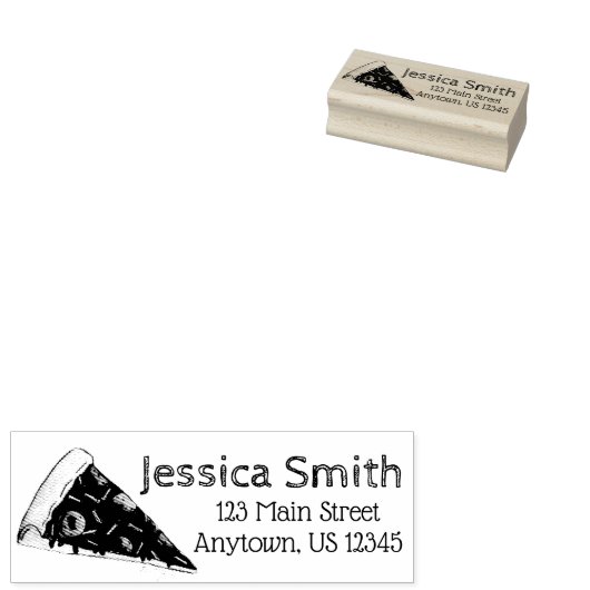 ピザペパローニチーズスライスイタリアン食品アドレス ラバースタンプ (押印)