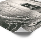 ピザホラー不気味ー怖いイラストレーションの女の子 ポスター (角)